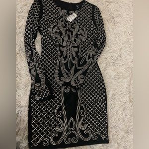 NWT Black and Silver Cocktail Dress with silver details